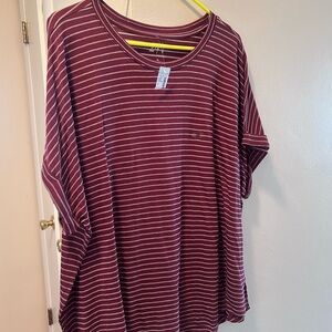 Maurices Burgundy Striped Short Sleeve Top